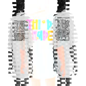 Third Grade Retro Checkered Teacher Back To School Women's Oversized Comfort T-Shirt Back Print | Mazezy