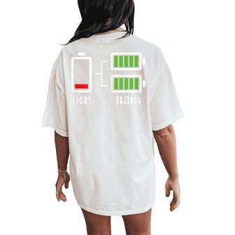 Twin Mama Tired Low Cute Mom Of Twins Mom Low Battery Women's Oversized Comfort T-Shirt Back Print - Thegiftio UK