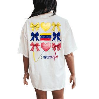 Venezuela Hispanic Heritage Month Bow Venezuelan Flag Girls Women's Oversized Comfort T-Shirt Back Print - Thegiftio UK