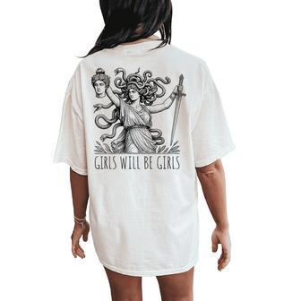 Vintage Girl Will Be Girls Medusa Feminist Clothing Women's Oversized Comfort T-Shirt Back Print - Thegiftio UK