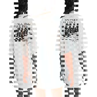 Volleyball Mama Mom Game Day Retro Volleyball Coquette Bow Women's Oversized Comfort T-Shirt Back Print | Mazezy