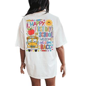 Welcome Back To School Happy First Day Teacher Bus Driver Women's Oversized Comfort T-Shirt Back Print - Thegiftio UK
