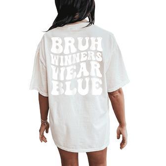 Winners Wear Blue Team Spirit Week Game Sports Day Groovy Women's Oversized Comfort T-Shirt Back Print - Thegiftio UK