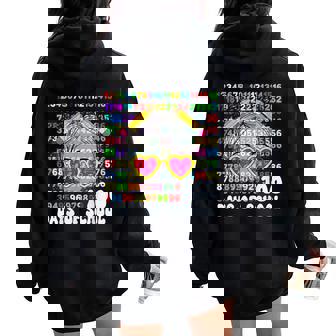 100E Jour D'école Messy Bun 100 Jours Chiffres Mathématiques Pour Enfants Sweat à capuche oversize pour femme avec imprimé dans le dos - Cadeauxyz