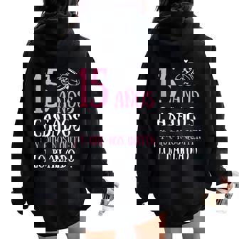 15 Años De Casados Divertido Aniversario De Boda In Mangas Women Oversized Hoodie Back Print - Regaloses
