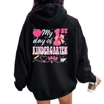 My 1St Day Of Kindergarten 2025 Back To School Girls Teacher Women Oversized Hoodie Back Print - Thegiftio UK