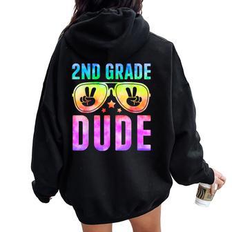 2Nd Grade Cool Dude Tie Dye Back To School Second Grade Boys Women Oversized Hoodie Back Print - Thegiftio UK
