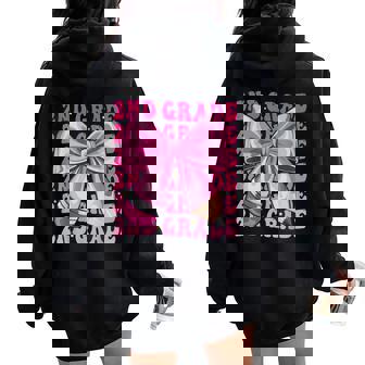 2Nd Grade Girls Coquette Bow Back To School Second Grade Women Oversized Hoodie Back Print | Mazezy