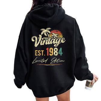 38 Añosintage 38 Cumpleaños 1984 Chicos Divertidos Chicos Niñas Cuello Women Oversized Hoodie Back Print - Regaloses
