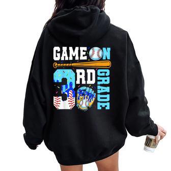 3Rd Grade Back To School Baseball Drip Ice Cream Game On Women Oversized Hoodie Back Print - Thegiftio UK