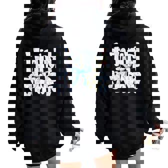 3Rd Grade Coquette Bow Third Grade Blue Toile Teacher Girl Women Oversized Hoodie Back Print - Thegiftio