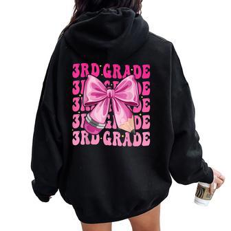 3Rd Grade Girls Coquette Bow Back To School Third Grade Women Oversized Hoodie Back Print - Thegiftio UK