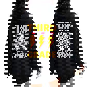 3Rd Grade Lightning Bolt Third Grade Teacher Back To School Women Oversized Hoodie Back Print - Thegiftio