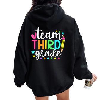 3Rd Grade Team Pencil Teacher Student Back To School Girls Women Oversized Hoodie Back Print - Thegiftio UK