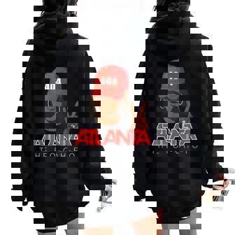 404 Atlanta Fo-Oh-Fo Red Hat Black Woman Atl Women Oversized Hoodie Back Print - Thegiftio