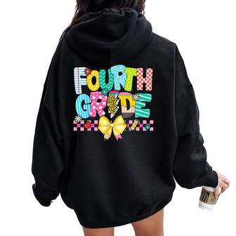 4Th Grade For Boys Girls Teacher Fourth Grade Back To School Women Oversized Hoodie Back Print - Thegiftio UK