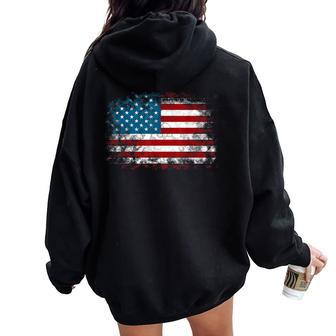 4Th Of July For – Patriotic Red White Blue Flag Women Oversized Hoodie Back Print - Thegiftio UK