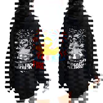 4Th Of July Duck Firequacker Patriotic Fourth Of July Women Oversized Hoodie Back Print | Mazezy