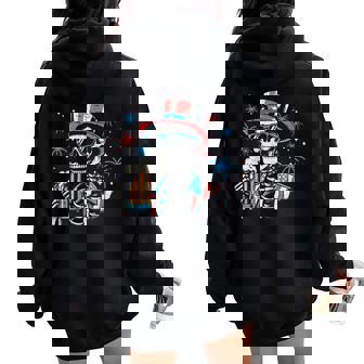 4Th Of July Patriotic Skeleton Usa Party Dad Women Women Oversized Hoodie Back Print | Mazezy