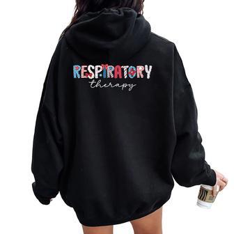 4Th July Usa Flag Respiratory Therapy Patriotic Men Women Oversized Hoodie Back Print - Thegiftio UK