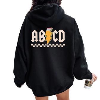Abcd Back In Class First Day Back To School Teacher Student Women Oversized Hoodie Back Print - Thegiftio UK