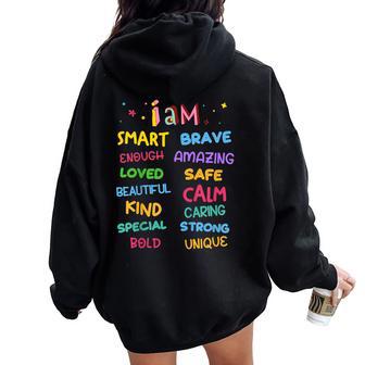 I Am Daily Affirmation Colorful Christian Toddler Girls Women Oversized Hoodie Back Print - Thegiftio UK