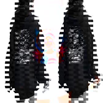 African American Afro 4Th Of July Freedom Black Women Oversized Hoodie Back Print | Mazezy