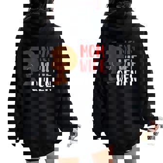 African American Strong Afro Mom Wife Queen Women Oversized Hoodie Back Print - Thegiftio