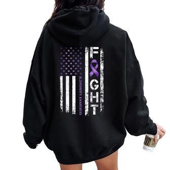 Alzheimer's Awareness Alzheimer Flag Usa For Alz Women Oversized Hoodie Back Print - Thegiftio UK