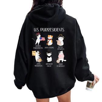 American History Teacher Cute Cats History Lovers -Adults Black Small Short Sleeve Modern Classic Fit Crew Neck Cartoon Pattern Women Oversized Hoodie Back Print - Thegiftio UK