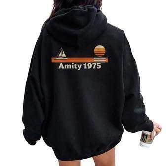 Amity 1975Ela Retro Atardecer Playa Estiloetentas Cuello Women Oversized Hoodie Back Print - Regaloses