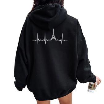 Amo París Latidos Del Corazón Torre Eiffel Francia Cuello Women Oversized Hoodie Back Print - Regaloses