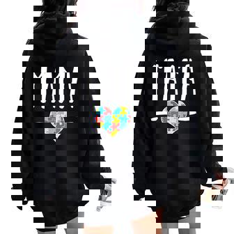 Apoyo De Regalo De Diseño De Madre Autista Para Madres De Niños Autistas In Mangas Women Oversized Hoodie Back Print - Regaloses