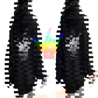 Asl I Love You Langue es Américaine Mainourd Rainbow Men Sweat à capuche oversize pour femme avec imprimé dans le dos - Cadeauxyz