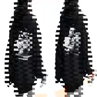 Astronaute Panda Sweat à capuche oversize pour femme avec imprimé dans le dos - Cadeauxyz