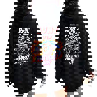 Aunt Of The Birthday Boy Monster Truck Birthday Party Women Oversized Hoodie Back Print - Seseable