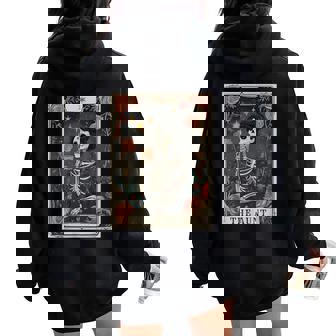 The Aunt Tarot Card Skeleton Aunty Coffee Lover Women Oversized Hoodie Back Print - Thegiftio