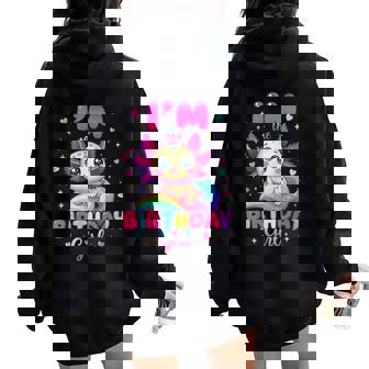 Axolotl Rainbow I'm The Birthday Girl Axolotl Birthday Party Women Oversized Hoodie Back Print | Mazezy