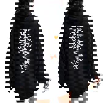 Baby Shower Skeleton Halloween Pregnancy Annoucement Girls Women Oversized Hoodie Back Print | Mazezy