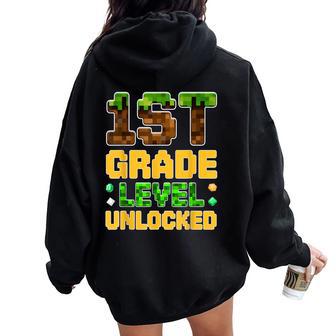Back To School 1St Grade Boys Gamer First Day Of First Grade Women Oversized Hoodie Back Print - Thegiftio UK