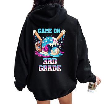 Back To School Game On Third Grade Baseball First Day Boys Women Oversized Hoodie Back Print - Thegiftio UK
