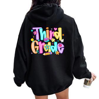 Back To School Preppy Third Grade 3Rd Grade Teacher Girl Boy Women Oversized Hoodie Back Print - Thegiftio UK