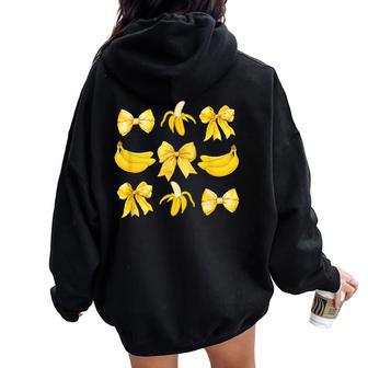 Banana Coquette Bow Yellow Bananas Festival Girls Women Women Oversized Hoodie Back Print - Thegiftio UK