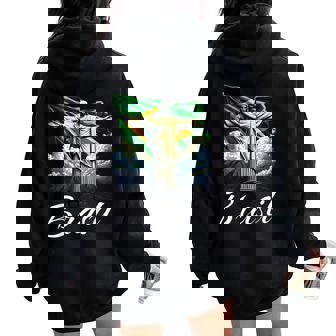 Bandera De Brasil Cristo Redentor Hombres Es Niños Brasileño Women Oversized Hoodie Back Print - Regaloses