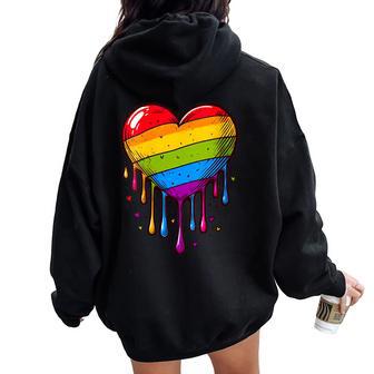 Bandera Del Orgullo Lesbiana Gay Del Corazón Del Arco Iris Lgbt Lgbtq Cuello Women Oversized Hoodie Back Print - Regaloses