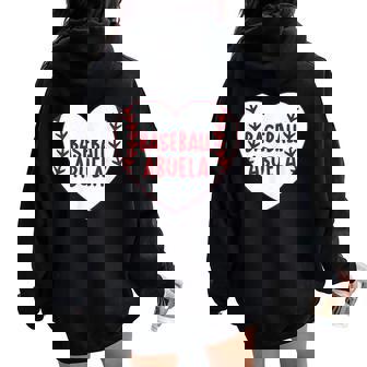 Baseball Abuela Retro Heart Baseball Grandma Mother's Day Women Oversized Hoodie Back Print - Thegiftio UK