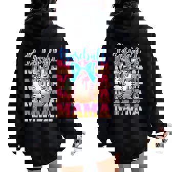 Baseball Mama Ice Cream Drip Baseball Mother's Day Women Oversized Hoodie Back Print | Mazezy