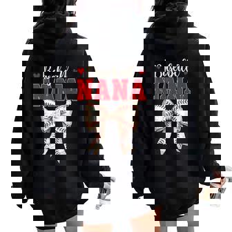 Baseball Nana Coquette Bow Game Day Women Oversized Hoodie Back Print - Thegiftio UK