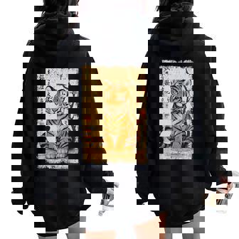 Bébé Tigre Japonais Fleur Japonaise Kanji Zoo Garçons Filles Enfants Sweat à capuche oversize pour femme avec imprimé dans le dos - Cadeauxyz