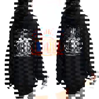 Beer American Flag Usa 4Th Of July Party Drinking Women Women Oversized Hoodie Back Print - Thegiftio UK